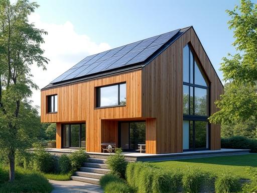 Modernes Passivhaus mit viel Holz